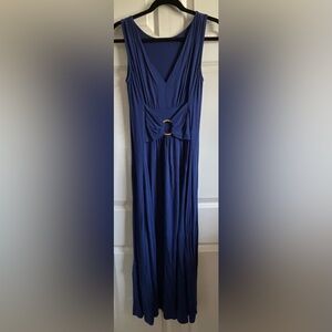 Navy blue knit maxi dress, size small/medium.
